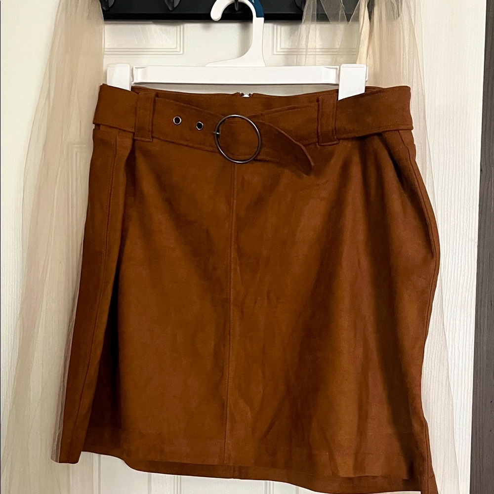 SO Women's Brown Belted Pencil Skirt